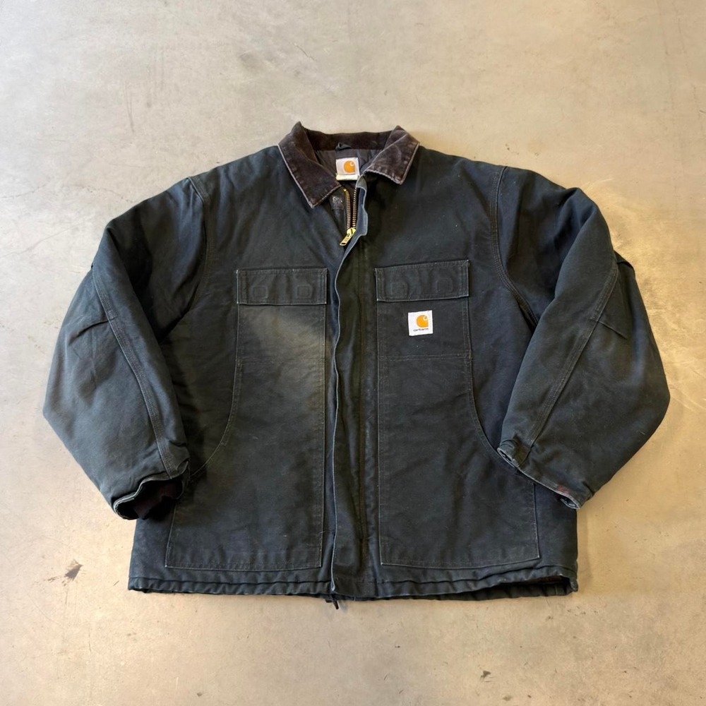 Carhartt C03 BLK Lined Chore Coat Jacket Mens Size 48 R Black Duck Canvas